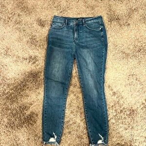 Judy Blue Tummy Control High Rise Skinny Fit raw distressed hem 13/30